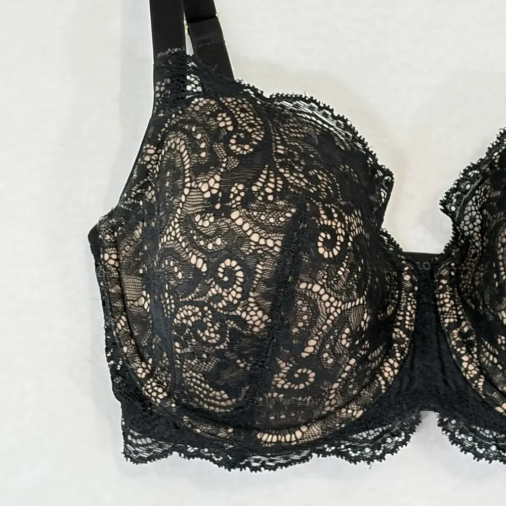 Thirdlove 24/7 Lace Balconette Bra Black Size 32F Underwire